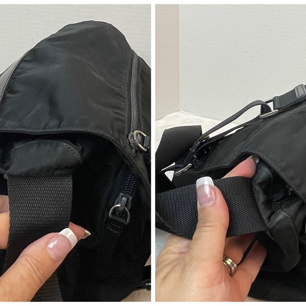 PRADA Vela Sport Tessuto Nylon Leather Shoulder Cross Body Bag Black - Picture 9 of 13